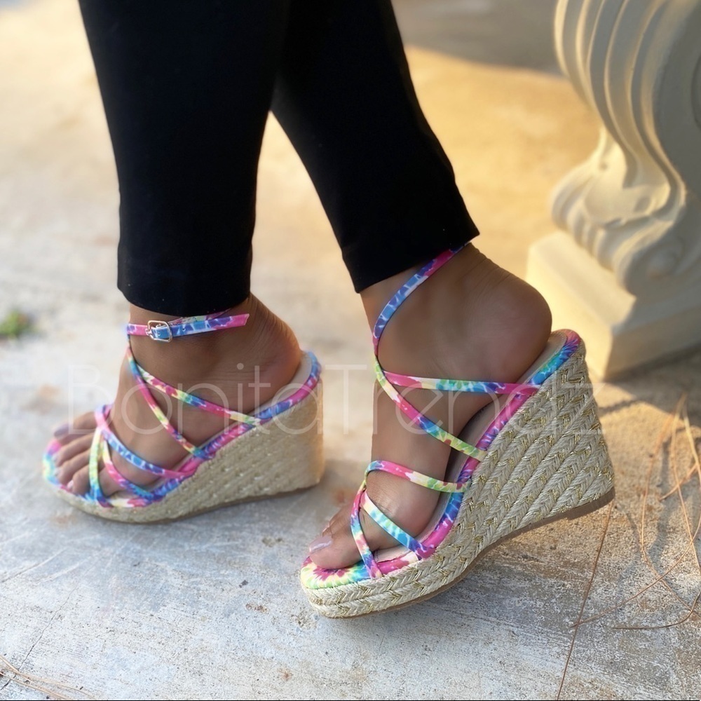 Tie Dye Espadrille Wedge Sandals